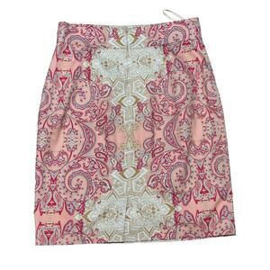 Antonio Melani Pink Cream Paisley Pencil‎ Skirt Women's Size 6